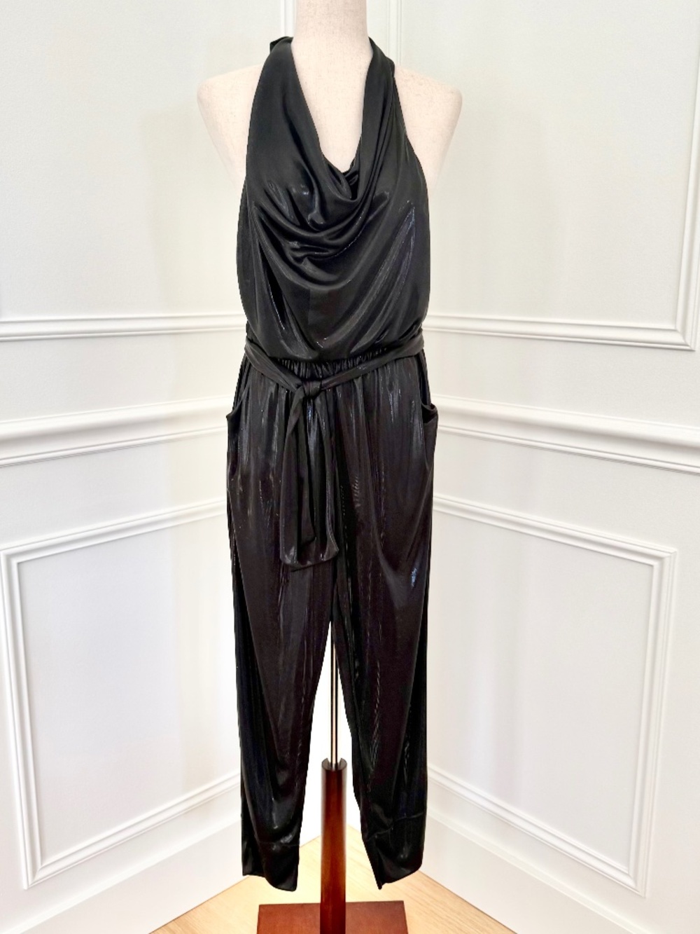 DIANE VON FURSTENBERG Vintage Shimmer Halter Jumpsuit